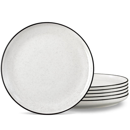 Ceramic White Dinner Plates Set of 6, 10.5 Inch Plates for Kitchen, Microwave Oven and Dishwasher Safe, Modern Dishes Set for Pasta,Steak, Dessert, Salad