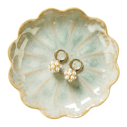JAMEND CLXP Lotus Leaf Shape Decorative Ring Tray, Small Key Bowl, Ceramic Trinket Tray Jewelry Dish Organizing Necklace Earrings, Home Decoration for Mom Best Friend Sister, Pink.