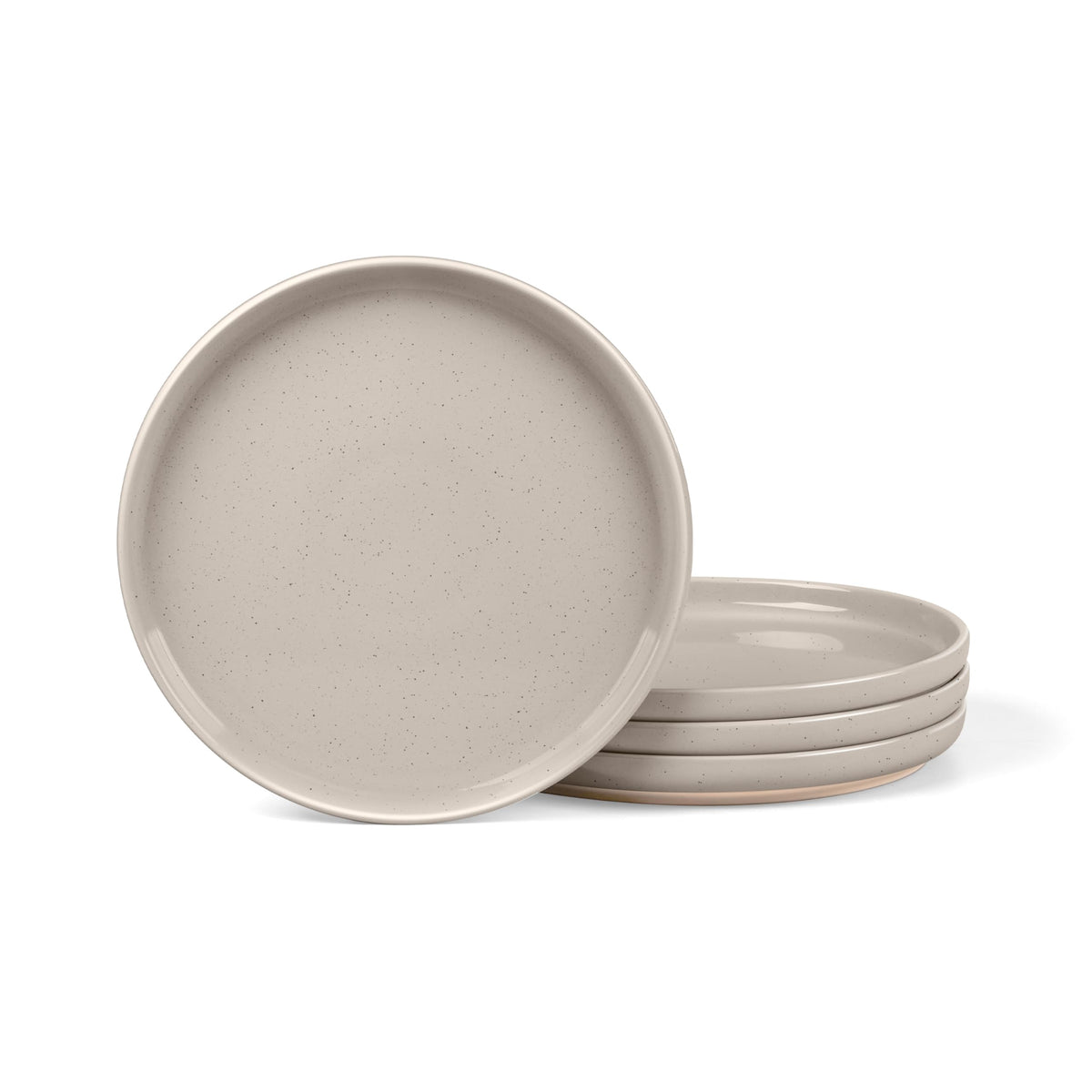 LIANYU Dinner Plates Set of 4, 10.5 Inch Stoneware Plate for Kitchen Dining, Large & Round Ceramic Salad Dishes Set, Microwave, Oven & Dishwasher Safe, Scratch Resistant, Stackable, Snowy White