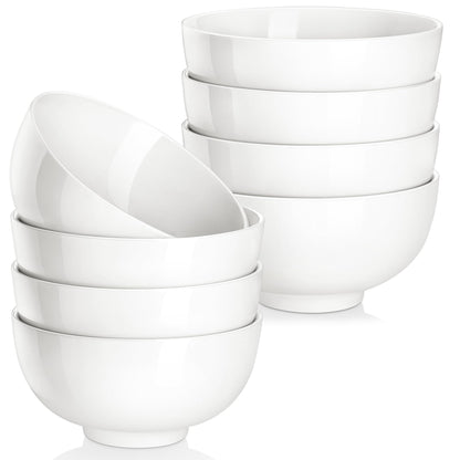 MALACASA 26 Oz White Ceramic Soup Bowls of 4, Cereal Bowls for Kitchen | Perfect for soup, cereal, dinner, noodles,ramen or fruit; scratch-resistant, stackable, microwave, oven & dishwasher safe