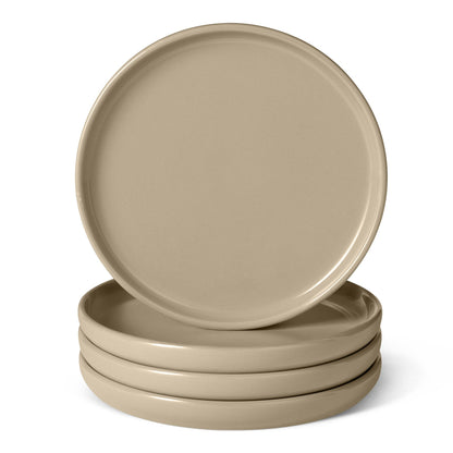 Amazon Basics Glazed Stoneware Salad Plates, Ceramic 4-Piece Set, Microwave, Freezer and Dishwasher-Safe, Stain-Resistant, 8.3 in., Linen Gray