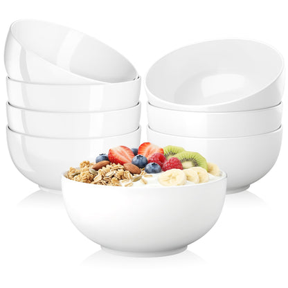 Quatish 6-Piece Cereal Bowls,24 OZ Soup Bowl，Durable Ceramic Bowls，White | Easy to Clean,Microwave & Dishwasher Safe,Ramen,Salad,Rice,Snacks,Desserts,Fruit,Kitchen,Rice,Ice Cream,Noodle,Porcelain
