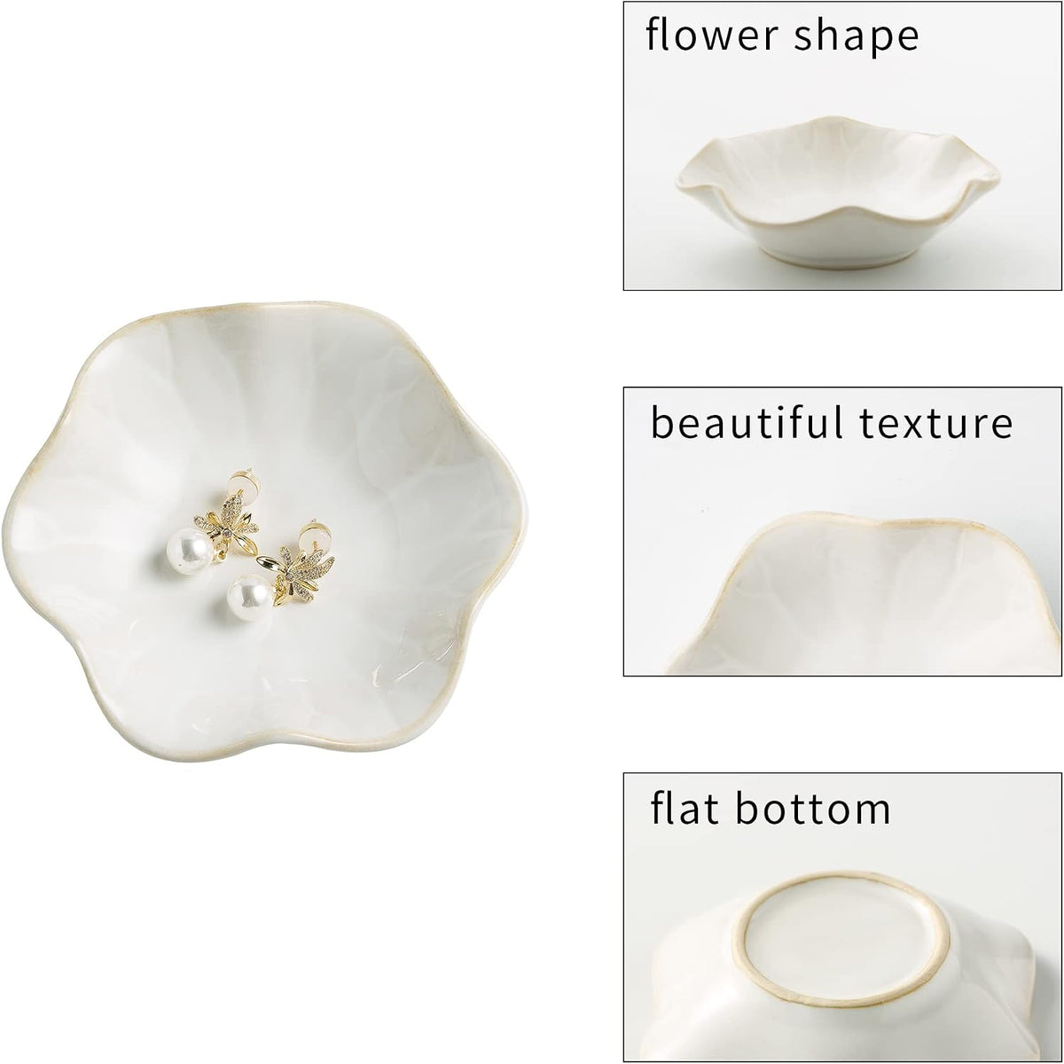 BEUNAIZER Jewelry Dish Tray, Ring Dish, Ceramic Trinket Tray, Key Bowl | Decorative plate style keeps earrings, necklaces and small items easy to see, suited for friends, daughters and mothers.