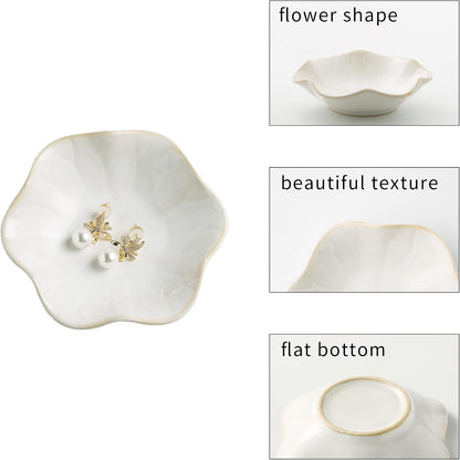 BEUNAIZER Jewelry Dish Tray, Ring Dish, Ceramic Trinket Tray, Key Bowl | Decorative plate style keeps earrings, necklaces and small items easy to see, suited for friends, daughters and mothers.