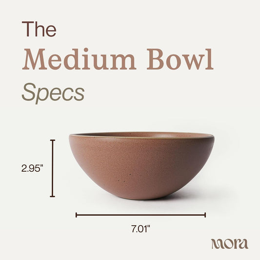 Mora Medium Bowls Set of 4, 28oz Ceramic Pottery Everyday Bowls - Microwave, Oven and Dishwasher Safe - Terracotta