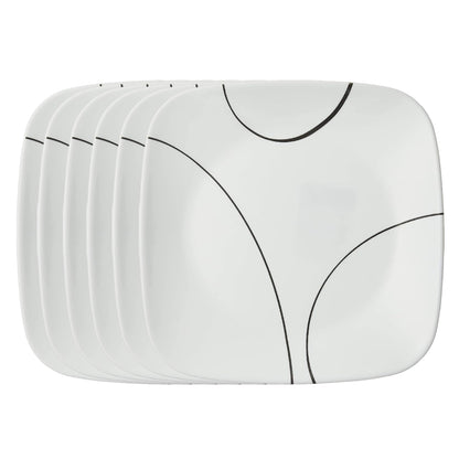 Corelle Square Simple Lines Dinner Plate Set, 6 Pack