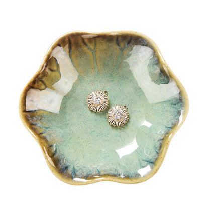 JAMEND CLXP Lotus Leaf Shape Decorative Ring Tray, Small Key Bowl, Ceramic Trinket Tray Jewelry Dish Organizing Necklace Earrings, Home Decoration for Mom Best Friend Sister, Pink.