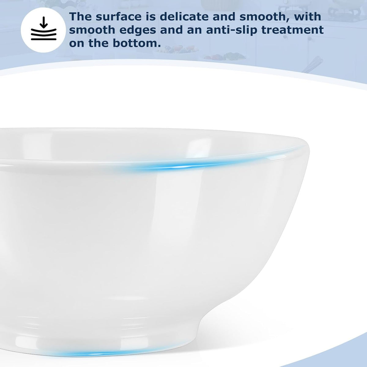 VENVENWEAVS 30 OZ White Thickened Ceramic Bowls Set of 6 Complimentary 6 Spoons, Large Reinforced Ceramic Bowls Perfect for Soup,Salad,Cereal, Ramen And More,Microwave&Dishwasher Safe
