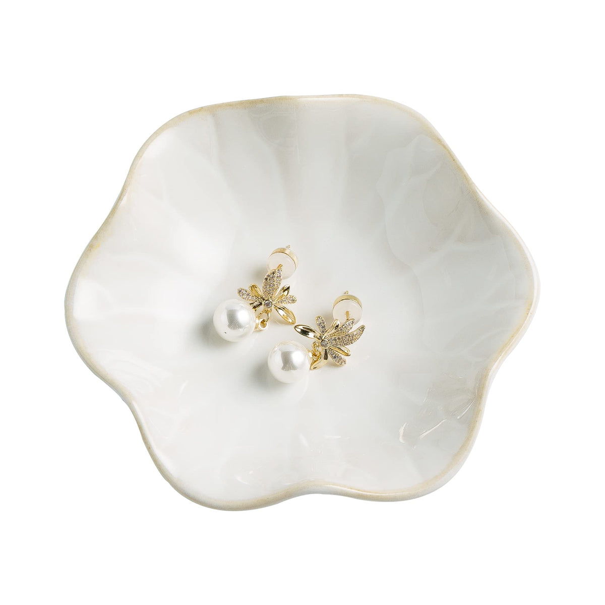BEUNAIZER Jewelry Dish Tray, Ring Dish, Ceramic Trinket Tray, Key Bowl | Decorative plate style keeps earrings, necklaces and small items easy to see, suited for friends, daughters and mothers.