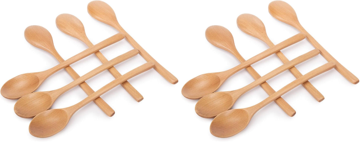 HAKSEN 2 PCS Wooden Cooking Spoons, Natural Acacia Wood Kitchen Utensil | 12 Inch Wooden Mixing Spoons for Baking, Tasting, Stirring Food, Comfort Grip, Durable, Kitchen Cooking Gifts for Women