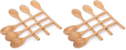 HAKSEN 2 PCS Wooden Cooking Spoons, Natural Acacia Wood Kitchen Utensil | 12 Inch Wooden Mixing Spoons for Baking, Tasting, Stirring Food, Comfort Grip, Durable, Kitchen Cooking Gifts for Women