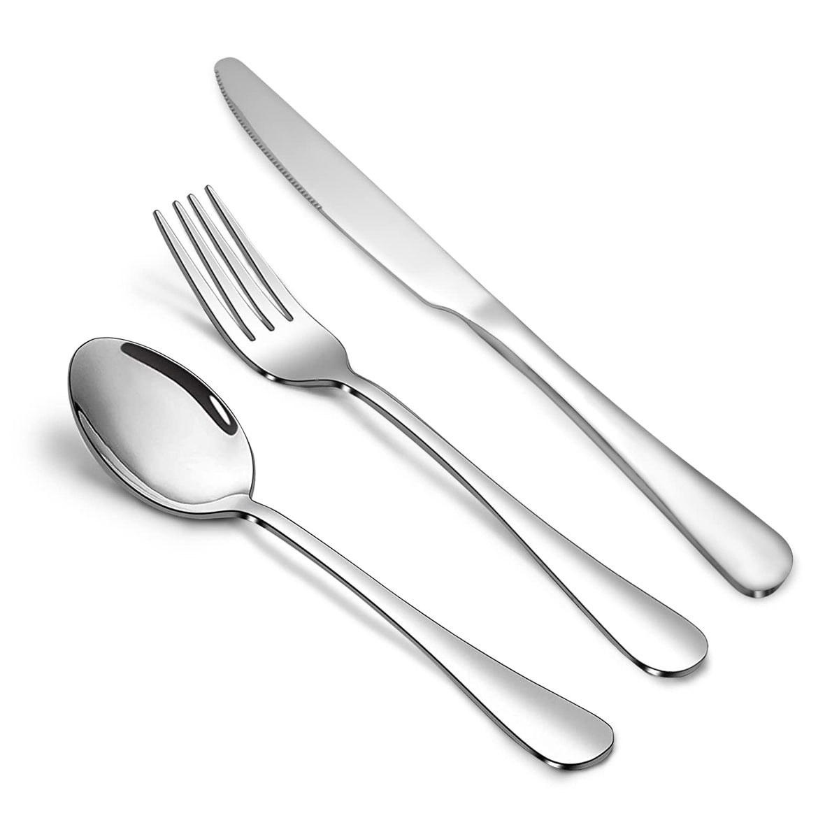 Silverware Set,SANTUO Stainless Steel Knives Spoon Forks Set for Home, Kitchen and Restaurant, Mirror Polished& Dishwasher Safe (18pcs Silverware set)