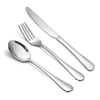 Silverware Set,SANTUO Stainless Steel Knives Spoon Forks Set for Home, Kitchen and Restaurant, Mirror Polished& Dishwasher Safe (18pcs Silverware set)