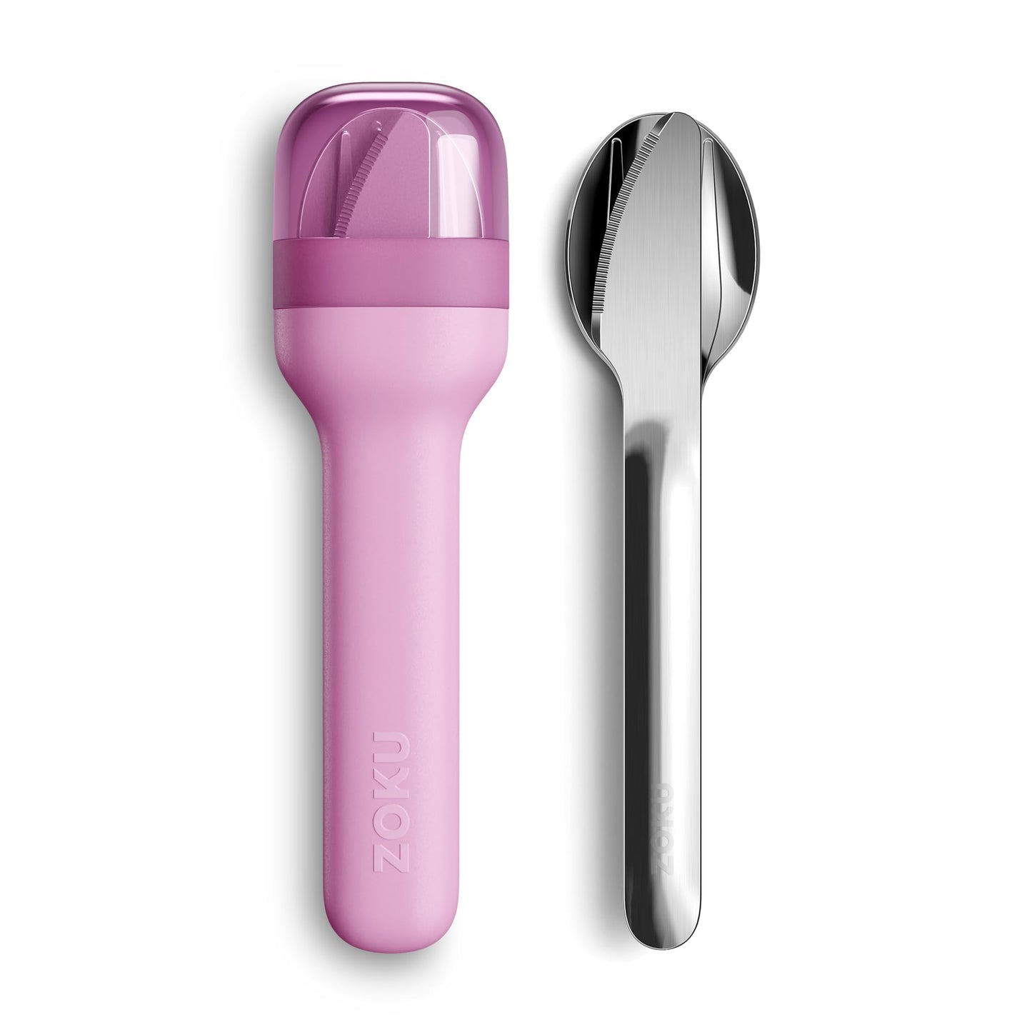 Zoku Pocket Utensil Set Stainless Steel Fork, Knife, and Spoon in Case Grey