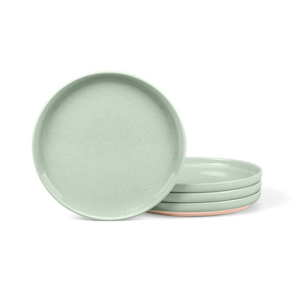 LIANYU Dinner Plates Set of 4, 10.5 Inch Stoneware Plate for Kitchen Dining, Large & Round Ceramic Salad Dishes Set, Microwave, Oven & Dishwasher Safe, Scratch Resistant, Stackable, Snowy White