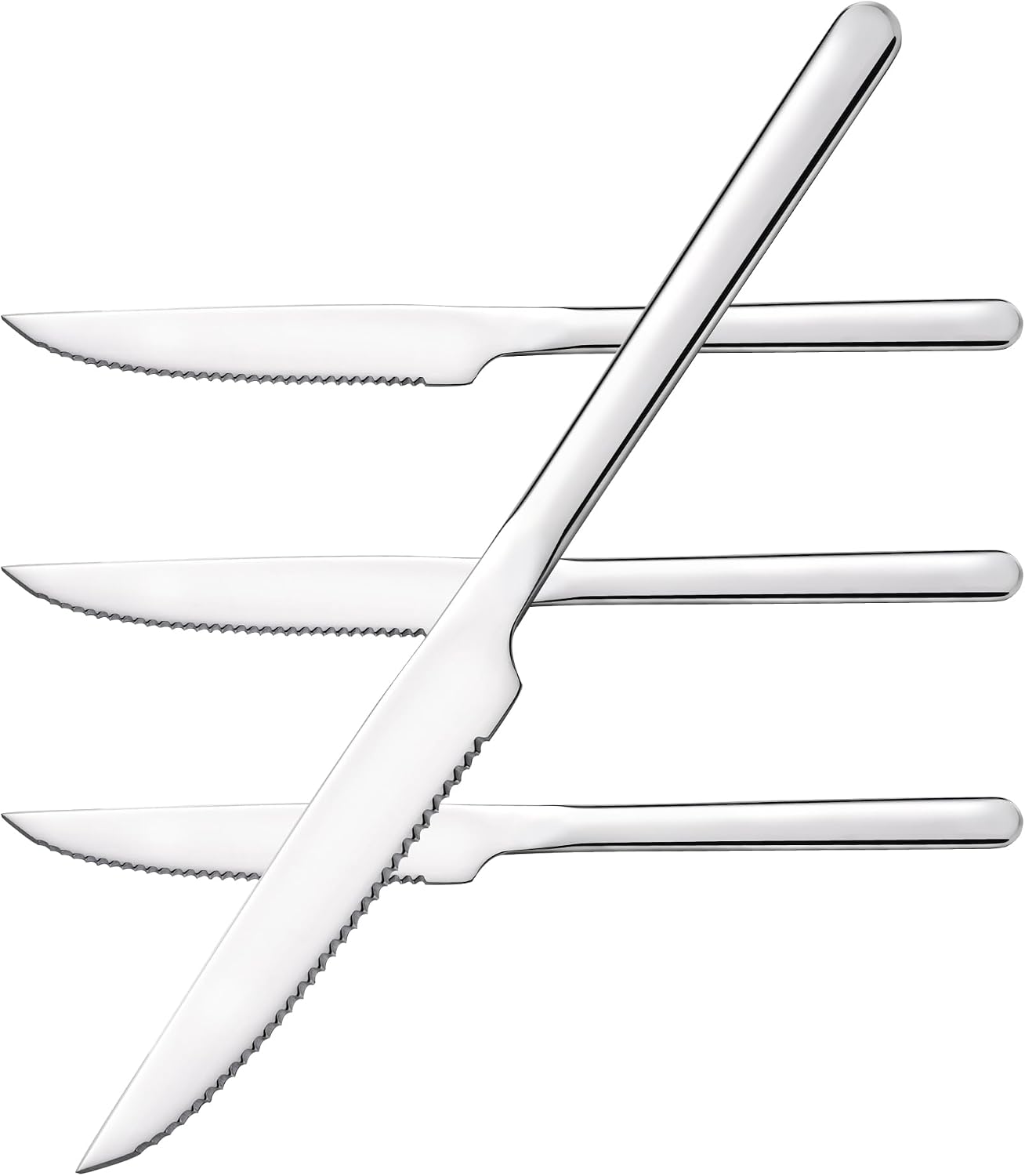 4-Piece 9.4-Inch Steak Knife Set, Serrated Stainless Steel Knives | Mirror Polished Finish, Sharp Blades, Dishwasher Safe, for Steak Dinner, BBQ & Daily Dining
