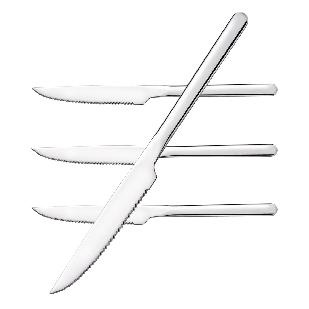 4-Piece 9.4-Inch Steak Knife Set, Serrated Stainless Steel Knives | Mirror Polished Finish, Sharp Blades, Dishwasher Safe, for Steak Dinner, BBQ & Daily Dining