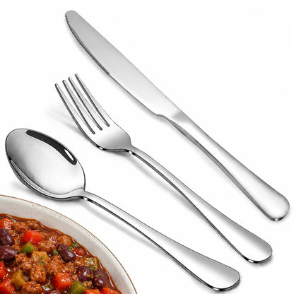 Silverware Set,SANTUO Stainless Steel Knives Spoon Forks Set for Home, Kitchen and Restaurant, Mirror Polished& Dishwasher Safe (18pcs Silverware set)