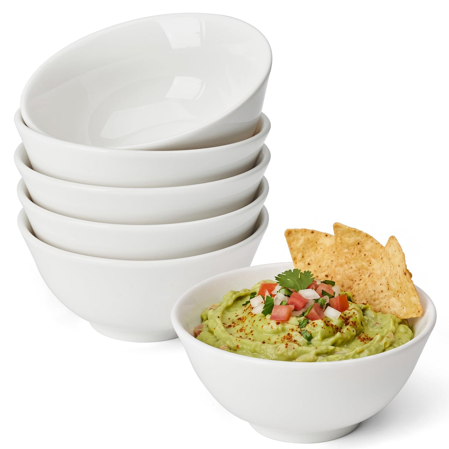 Sweese 10 oz Ceramic Bowls Set of 6, White 4.5 Inch Cereal Bowls for Yogurt, Fruit, Dessert, Oatmeal and Snacks, Stackable Small Serving Bowls for Breakfast and Everyday Use