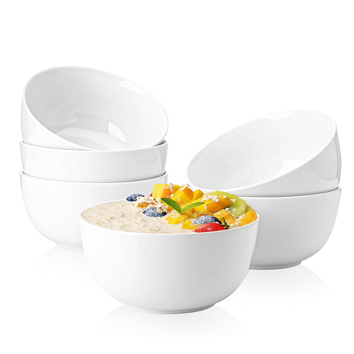 Sweese 10 Oz Ceramic Ice Cream Bowls, Set of 6, Dishwasher Microwave Safe Dessert Bowls in Assorted Cool Colors