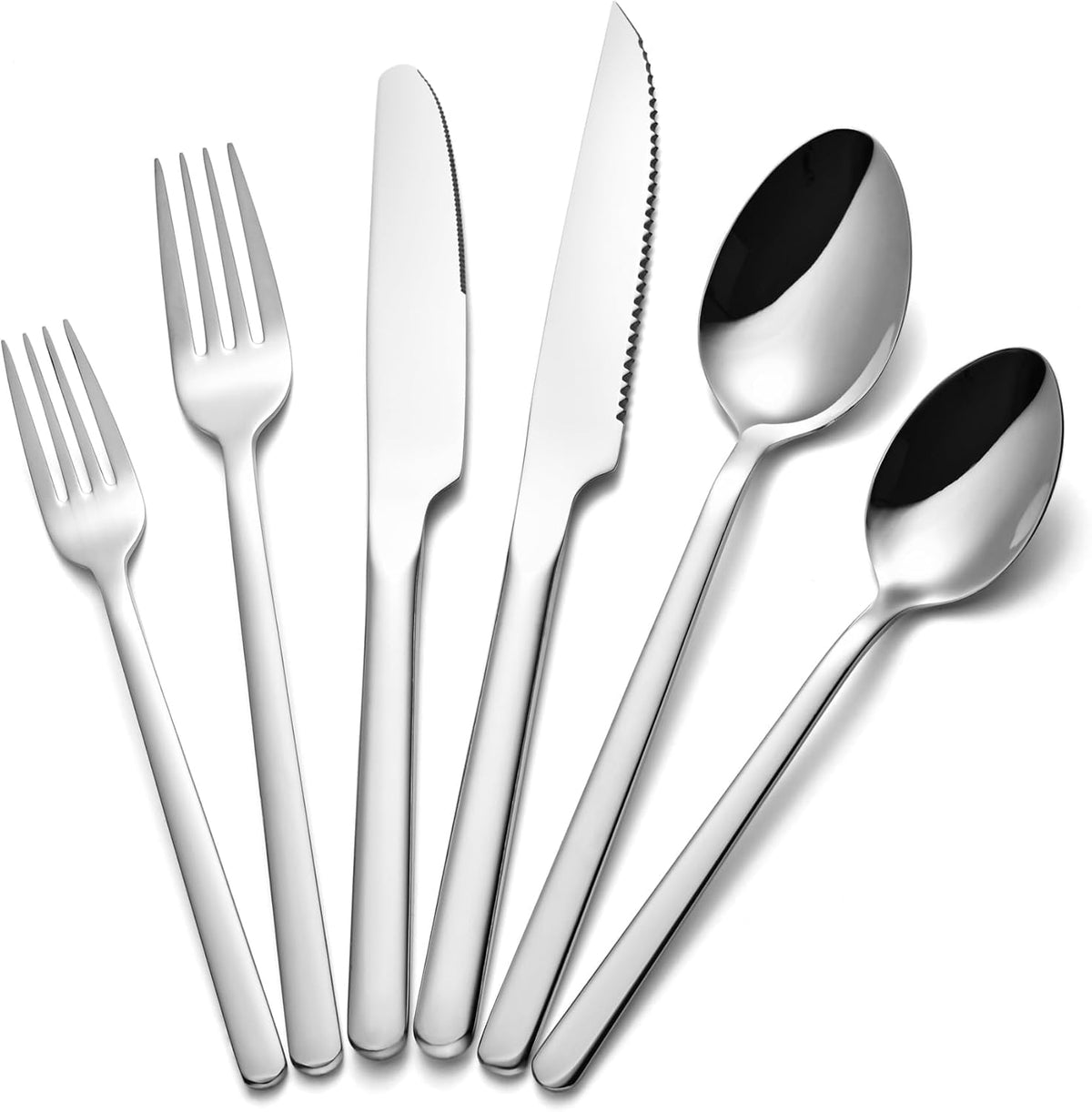 40 Piece Silverware Set, Flatware Set for 8, 18/10 Stainless Steel Cutlery Set Mirror Polished Modern Design Dishwasher Safe