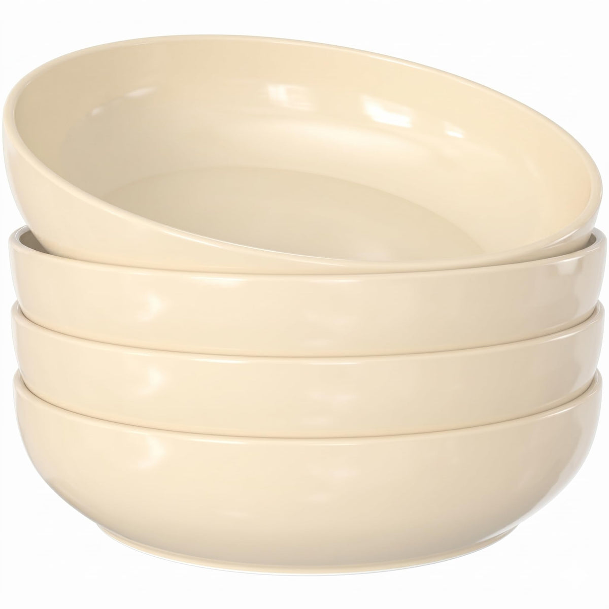 KooK Pasta Bowl, Salad Bowls, Bowls, Serving Bowls, Soup, Ceramic, Large Capacity, Microwave & Dishwasher Safe, Set of 4, 40 Oz, (White)