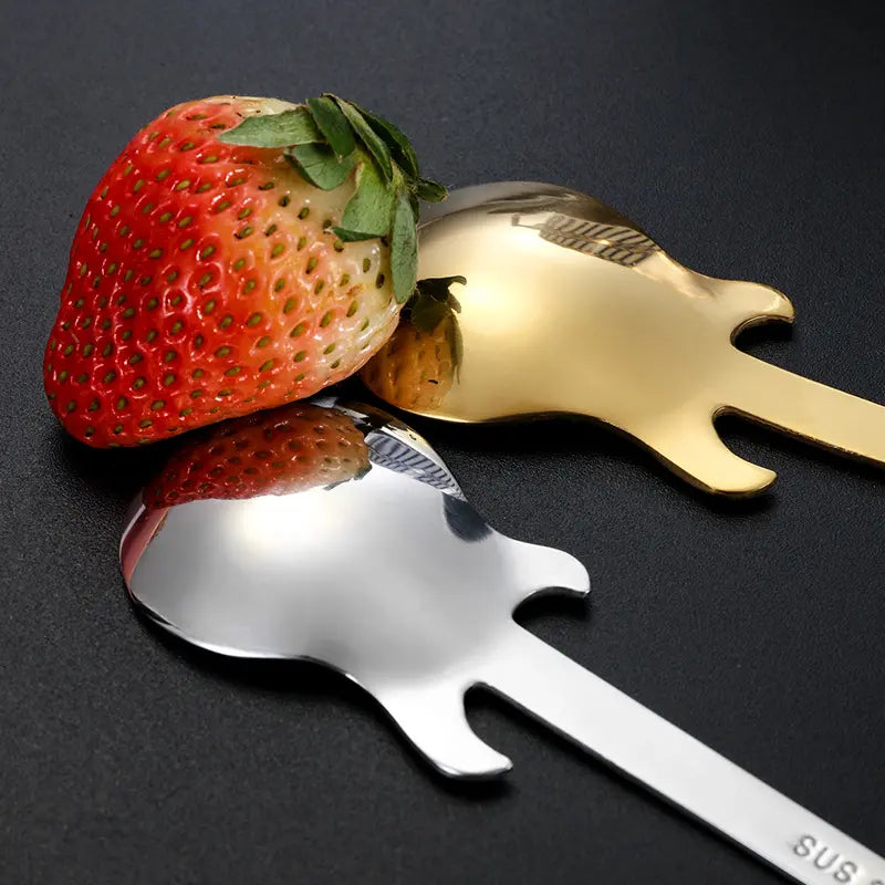 7pcs Stainless Steel Spoon Set, Guitar Shape Coffee Stirrer, Ice Bar Music Bar Spoon, Ideal for Home, Restaurant, Café, Party, Coffee Spoons