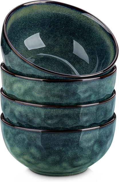 vancasso Starry 24oz Bowls for Soup, Ceramic Green bowls Set of 4 | Deep Bowls for Cereal, Salad and Oatmeal, Dishwasher & Microwave Oven Safe