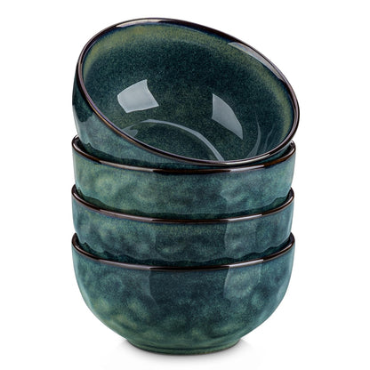 vancasso Starry 24oz Bowls for Soup, Ceramic Green bowls Set of 4 | Deep Bowls for Cereal, Salad and Oatmeal, Dishwasher & Microwave Oven Safe
