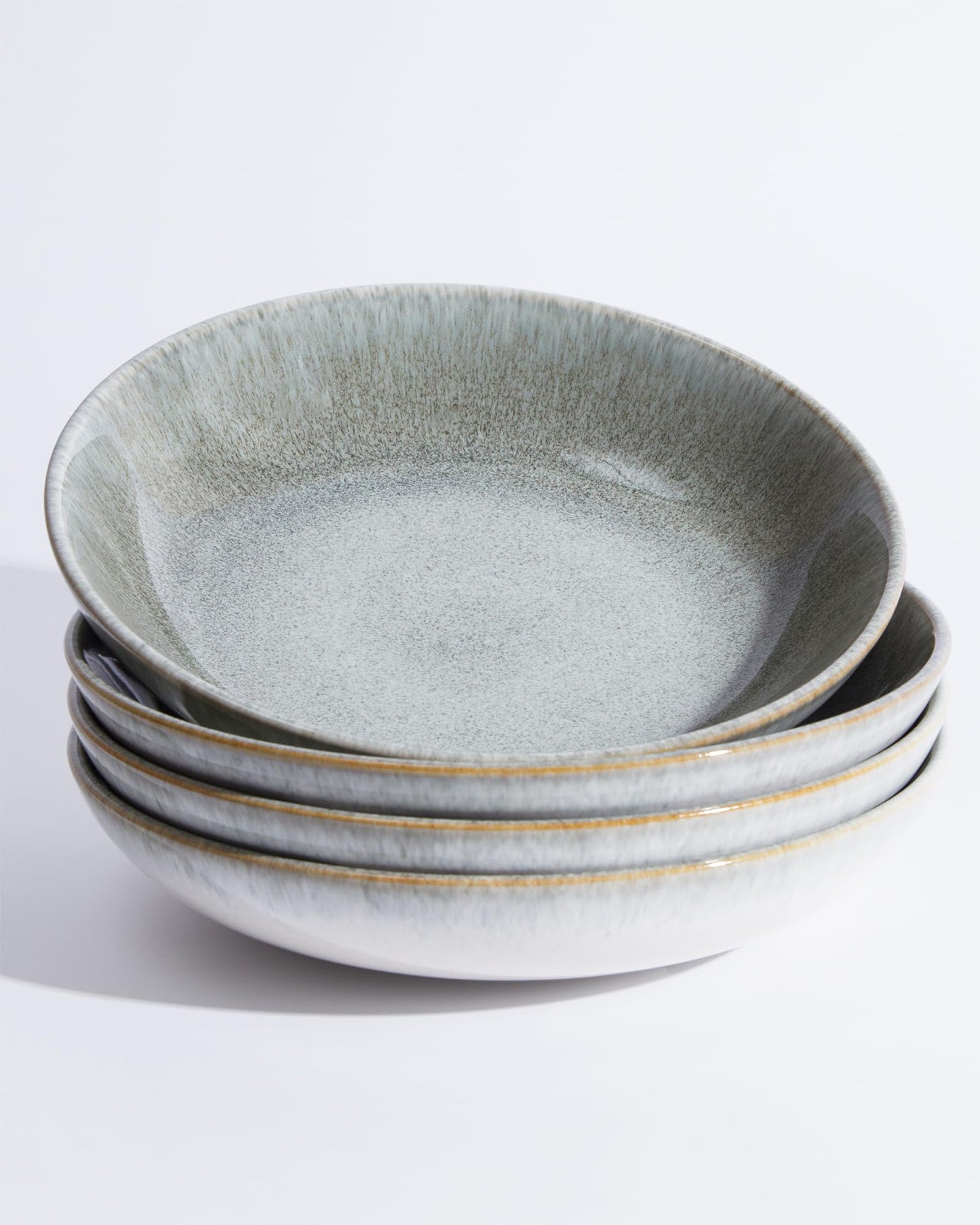 8.75 Inch Large Ceramic Pasta Bowls, 32 Oz Reactive Glaze Stoneware Pasta Serving Bowls Set of 4 for Kitchen, Wide Bowls for Fruit,Pasta,Salad,Soup, Scratch Resistant-Brown and Green