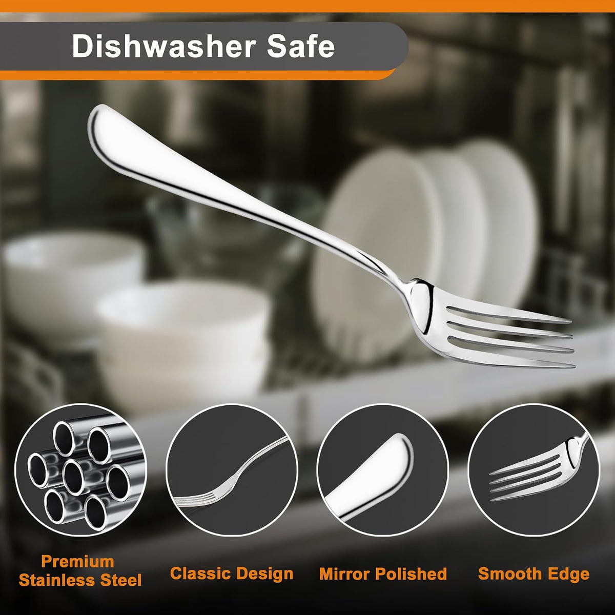 NICE KITCHEN 16 Pieces Dinner Forks Set,8" Fork,Stainless Steel Dinner Fork | Fine Food Grade Fork Set for Home,Kitchen,Restaurant,Mirror Polished and Dishwasher Safe