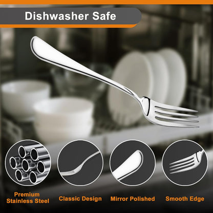 NICE KITCHEN 16 Pieces Dinner Forks Set,8" Fork,Stainless Steel Dinner Fork | Fine Food Grade Fork Set for Home,Kitchen,Restaurant,Mirror Polished and Dishwasher Safe