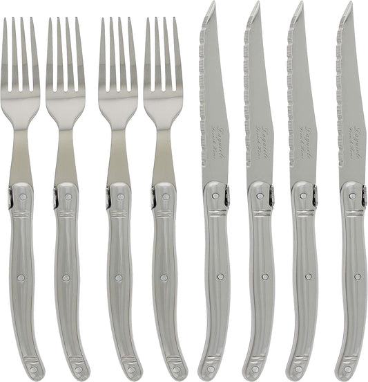 Laguiole 8-Piece Stainless Steel Steak Knife and Fork Set