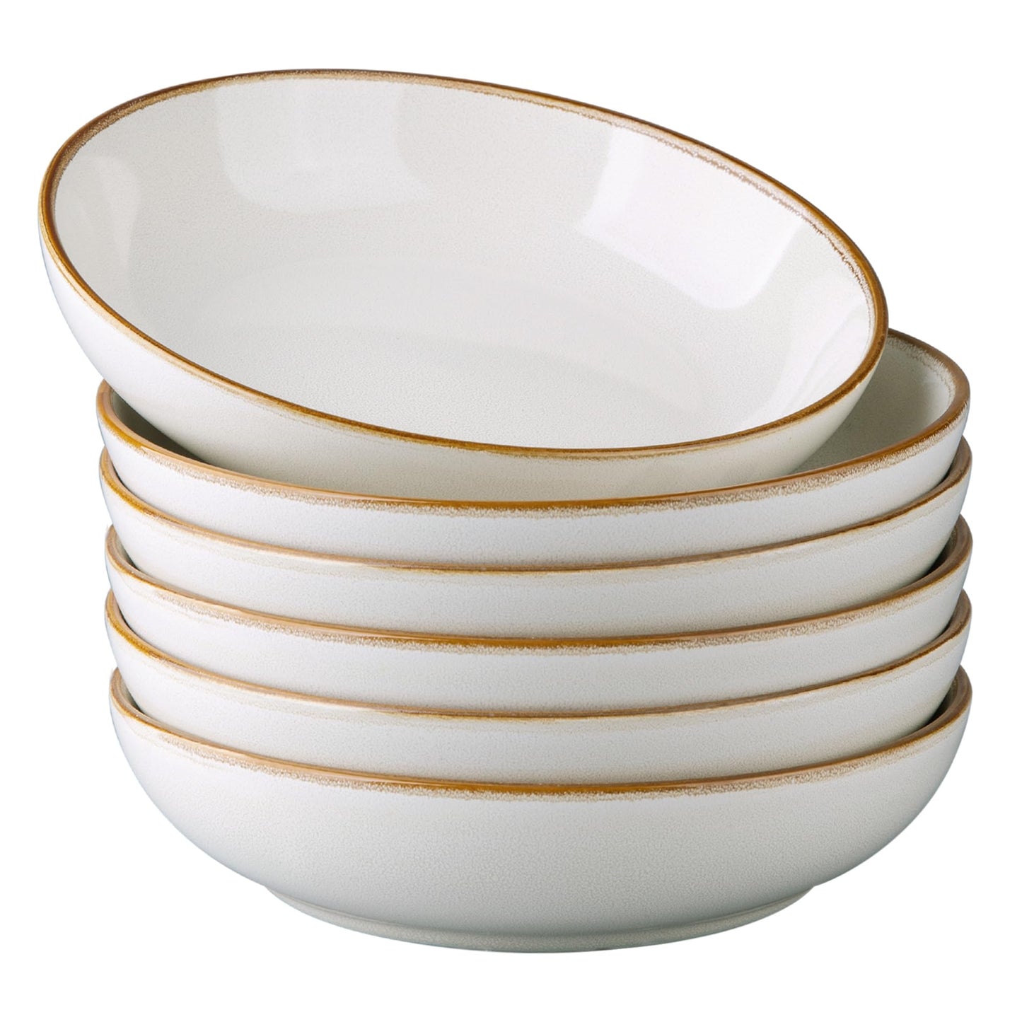AmorArc 8.5’’ Ceramic Pasta Bowls Set of 4, 36oz Large Stoneware Bowls Set | Large Dinner Serving Bowls Set, Wide Bowl Plate for Pasta,Salad, Soup, Microwave Safe, Reactive Glaze-Cappuccino