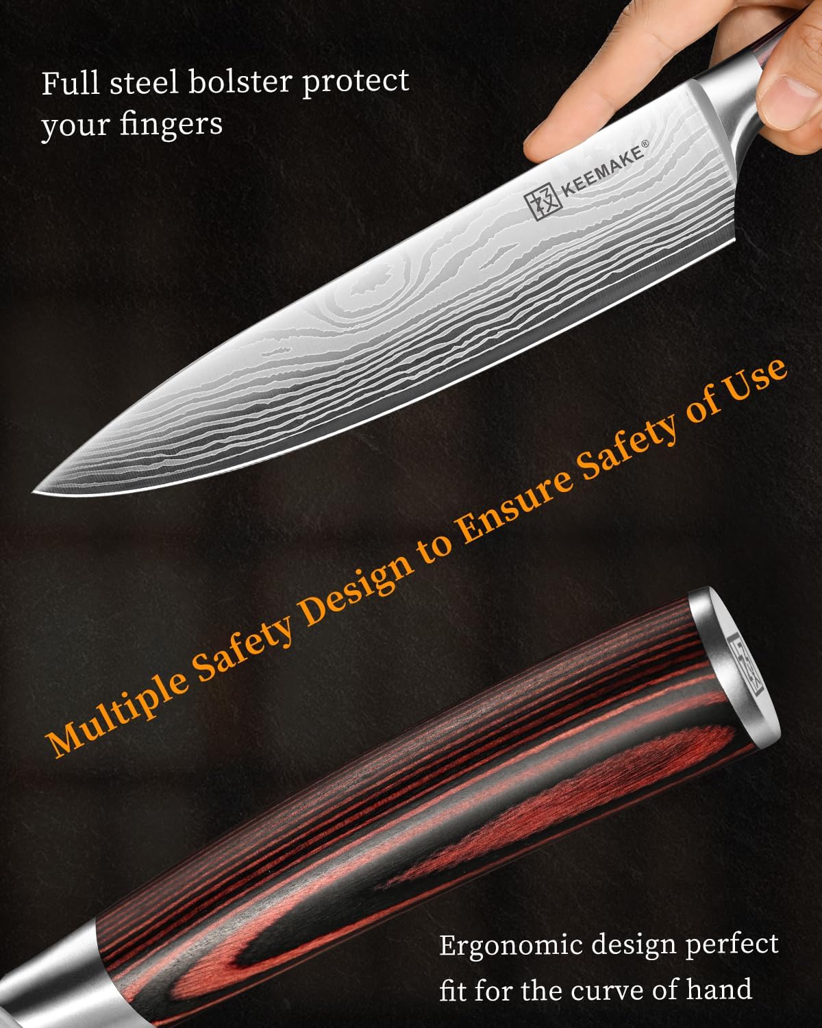 3 Pieces Kitchen Knife Set, Professional Ultra Sharp Chef Knife Set | Japanese High Carbon Stainless Steel with Pakkawood Handle, Kitchen Gadgets, Unique Gifts for Women Men