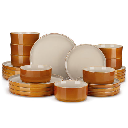 vancasso ONION Ceramic Dinnerware Sets, 12 Pieces Stoneware Plates and Bowls Sets for 4, Reactive Glaze Dishes Set for Kitchen, Dishwasher and Microwave Safe, Blue