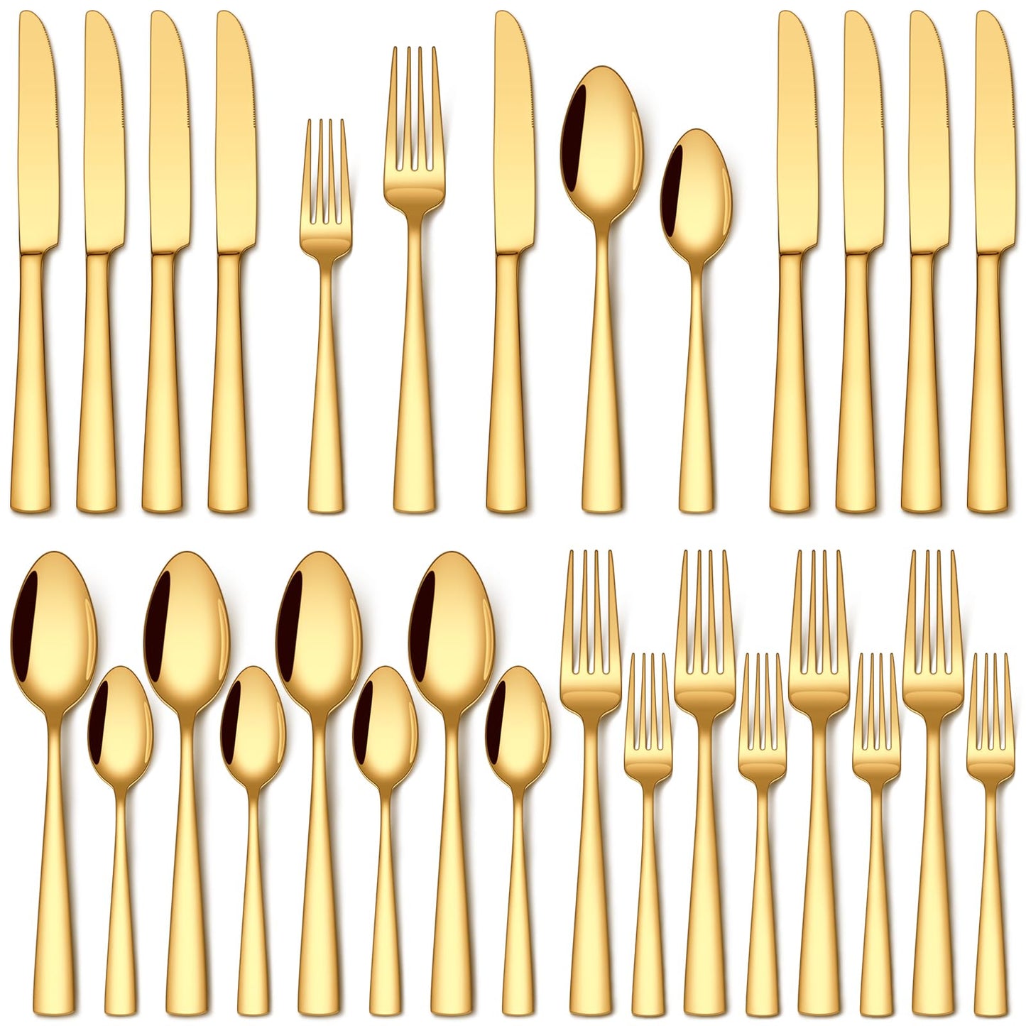 Stapava 40 Piece Silverware Set, Food-Grade Stainless Steel Flatware Sets for 8 Mirror Polished Cutlery Utensil Sets Include Dinner Knives Spoons and Forks Set Dishwasher Safe for Home Restaurant