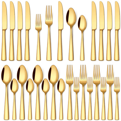 Stapava 40 Piece Silverware Set, Food-Grade Stainless Steel Flatware Sets for 8 Mirror Polished Cutlery Utensil Sets Include Dinner Knives Spoons and Forks Set Dishwasher Safe for Home Restaurant