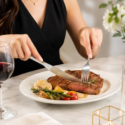 50 Pcs Forks and Knives Set | Stainless Steel Silver Fork and Knife Set for Kitchen Restaurant Home (Fork: 8.27 x 0.79 In, Knife: 8.1 x 0.79 In)