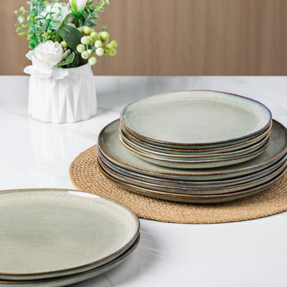 AmorArc Ceramic Dinner Plates Set of 6, 10.5 Inch Stoneware Plates Set | Handmade Reactive Glaze Plates, Rustic Shape Dinnerware Dish Set for Kitchen, Microwave & Dishwasher Safe, Scratch Resistant