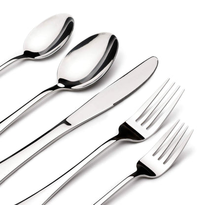 Silverware Set for 8, 40 Piece Stainless Steel Flatware Utensil Cutlery Set | Heavy Duty Steak Knife Fork and Spoon, Dishwasher Safe, Gift Package for Wedding Housewarming