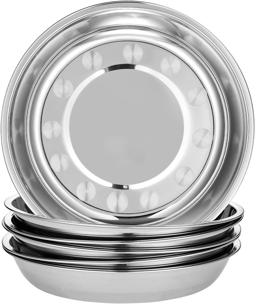 Eslite 6-Piece 18/10 Stainless Steel Round Plates,Dinner Plate Dish,9-Inch