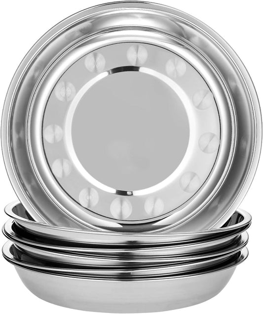 Eslite 6-Piece 18/10 Stainless Steel Round Plates,Dinner Plate Dish,9-Inch