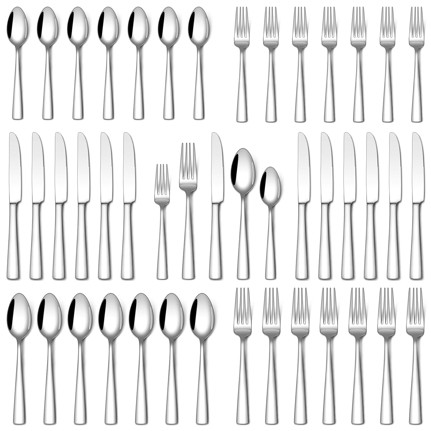 Stapava 40 Piece Silverware Set, Food-Grade Stainless Steel Flatware Sets for 8 Mirror Polished Cutlery Utensil Sets Include Dinner Knives Spoons and Forks Set Dishwasher Safe for Home Restaurant