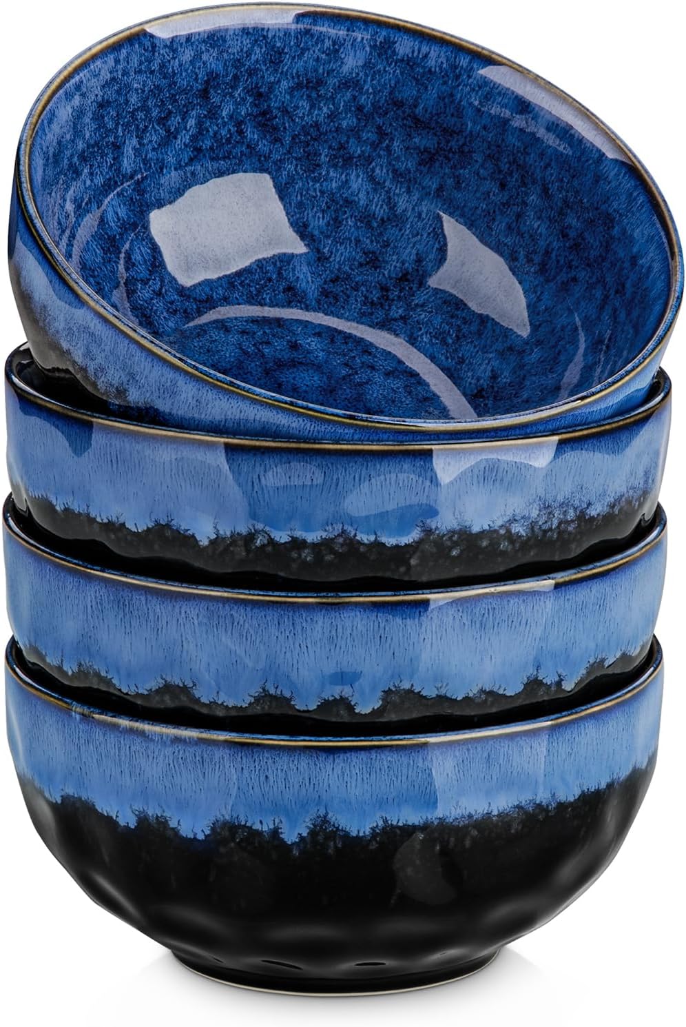 vancasso Starry 24oz Bowls for Soup, Ceramic Blue bowls Set of 4 | Deep Bowls for Cereal, Salad and Oatmeal, Dishwasher & Microwave Oven Safe