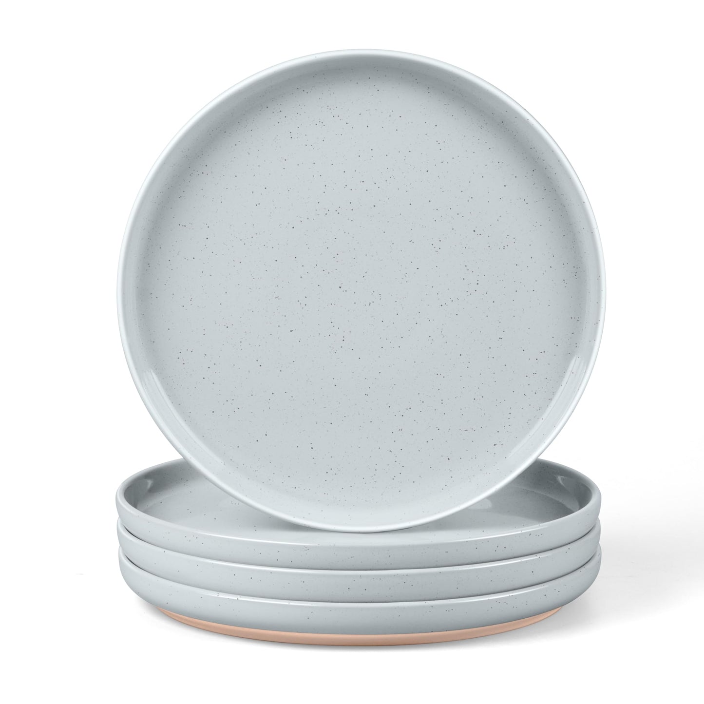 LIANYU Dinner Plates Set of 4, 10.5 Inch Stoneware Plate for Kitchen Dining, Large & Round Ceramic Salad Dishes Set, Microwave, Oven & Dishwasher Safe, Scratch Resistant, Stackable, Snowy White