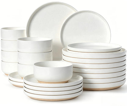 Plates and Bowls Sets, Dinnerware Sets for 4, 12 Pieces Scratch Resistant Dishware Dishes Set, Ceramic Kitchen Dinner Set, Porcelain & Microwave and Dishwasher Safe, Cream White