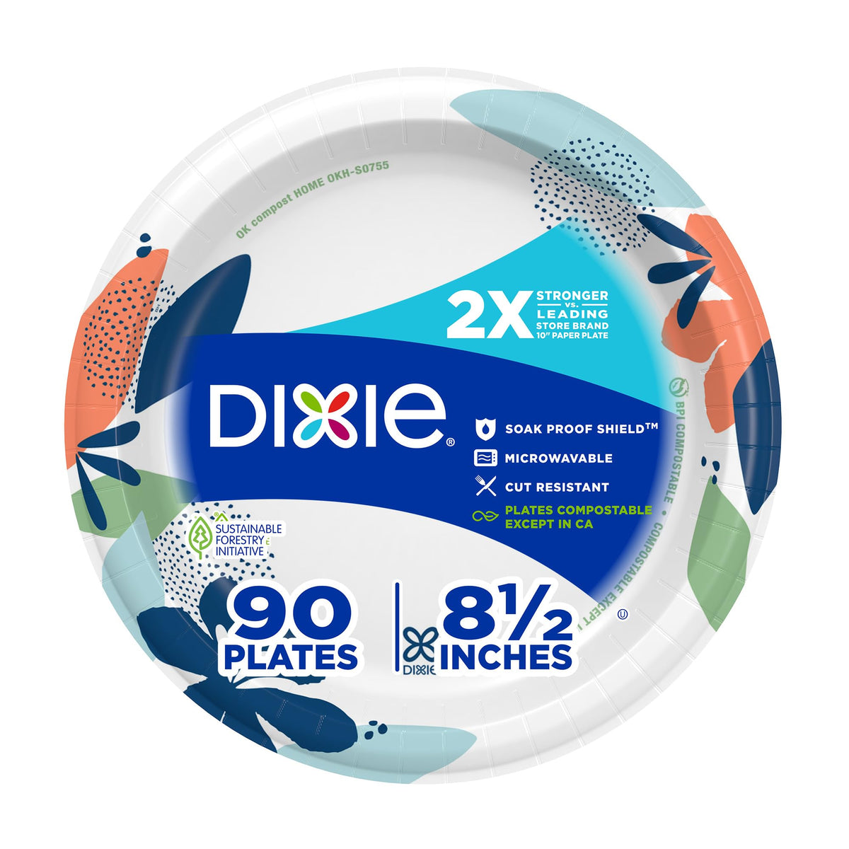 Dixie Large Paper Plates, 10 Inch, 150 Count, 2X Stronger*, Microwave-Safe, Soak-Proof, Cut Resistant, Disposable Plates For Everyday Breakfast, Lunch, & Dinner Meals