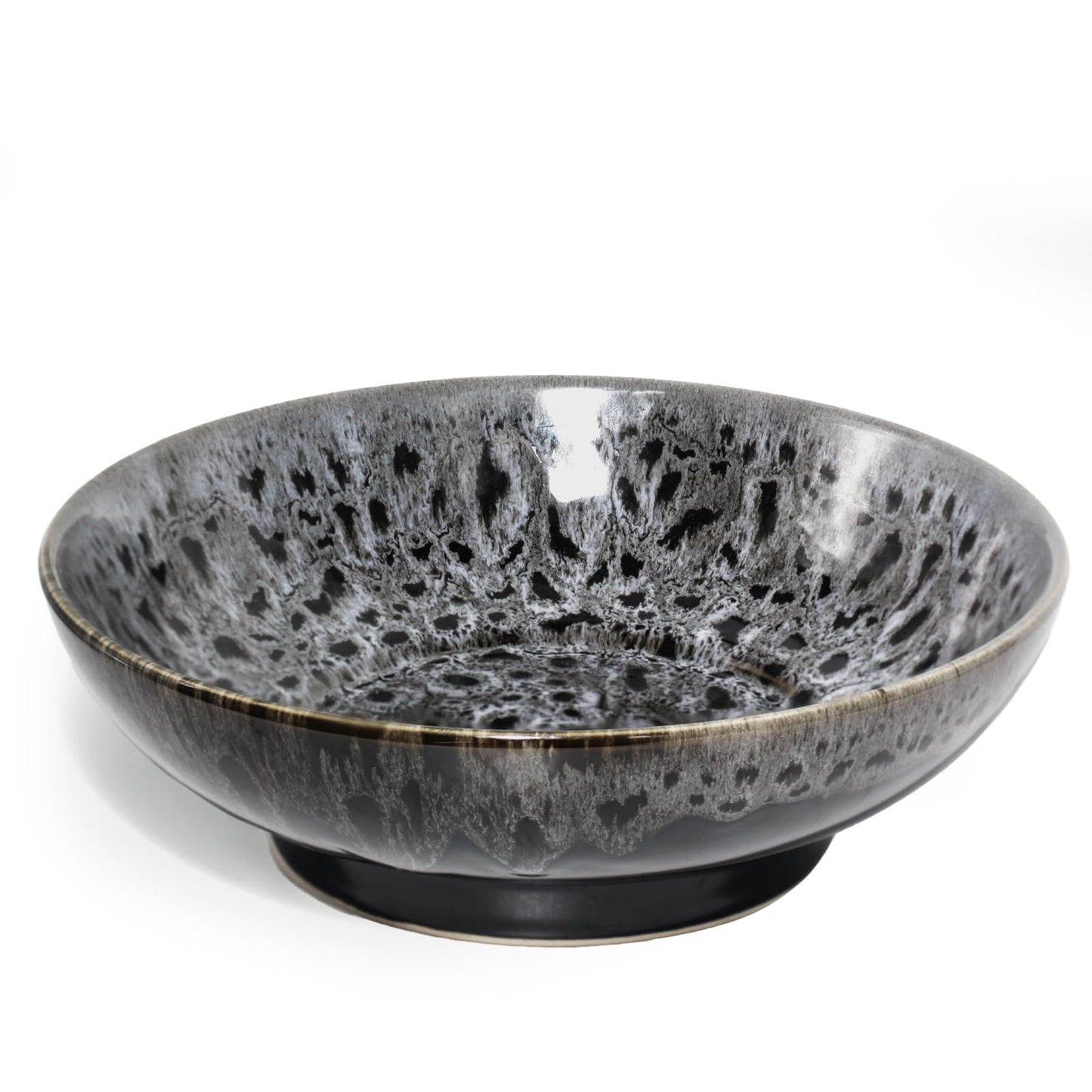 Ceramic Fruit Bowl,10.2" Decorative Bowl, Large Fruit Bowl for Kitchen Counter, Pedestal Bowl, Kitchen Counter Décor, Bread Candy Snacks Organizer(Magic Eye Blue)