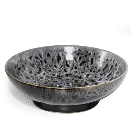 Ceramic Fruit Bowl,10.2" Decorative Bowl, Large Fruit Bowl for Kitchen Counter, Pedestal Bowl, Kitchen Counter Décor, Bread Candy Snacks Organizer(Magic Eye Blue)